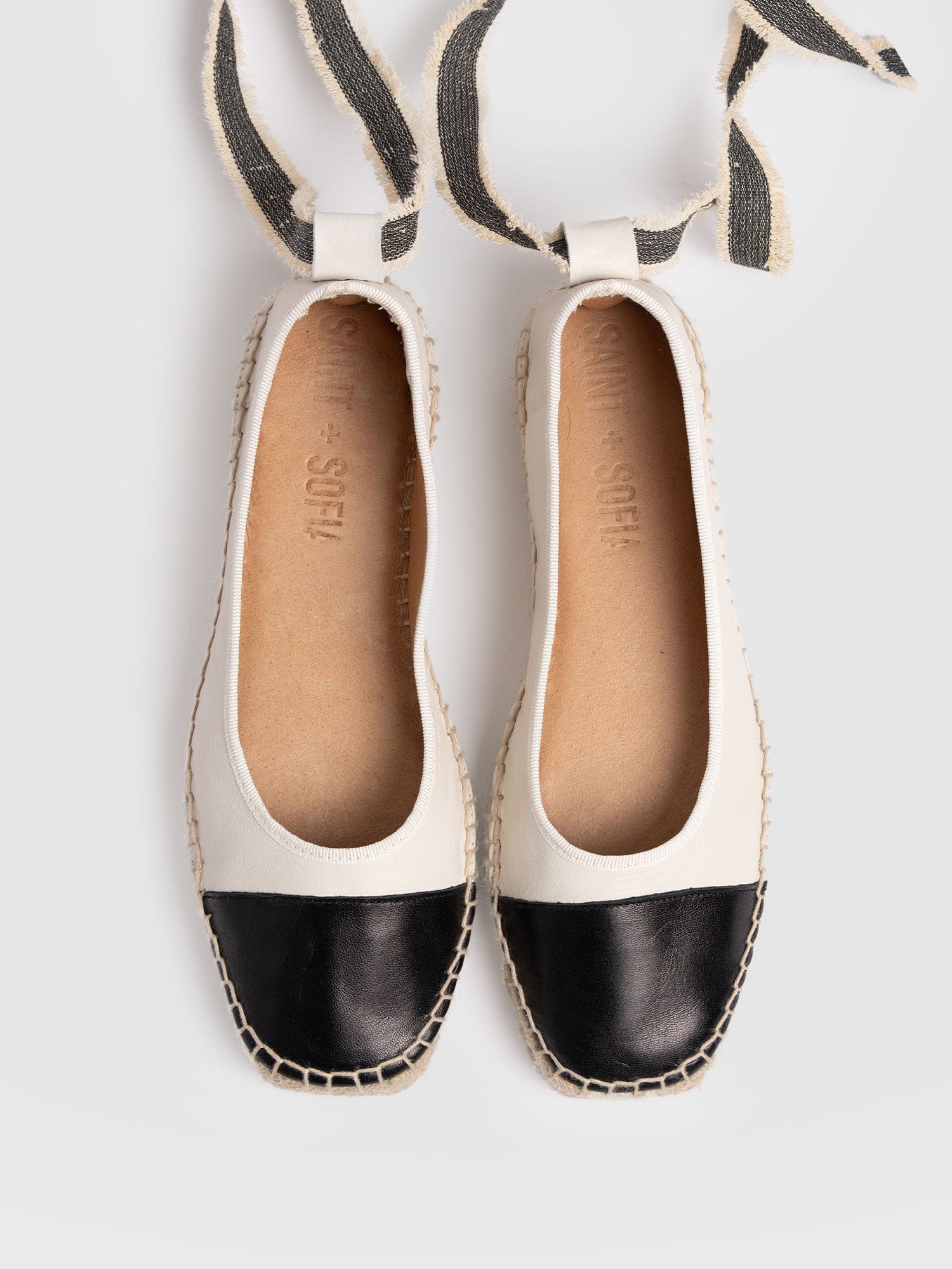 Rowe Espadrille Tie Pumps - Cream/Black